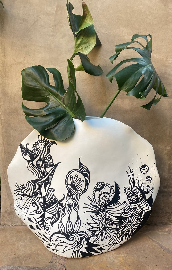 SketchPoetic -- Handpainted Kelp Vase by Sheila Darcey
