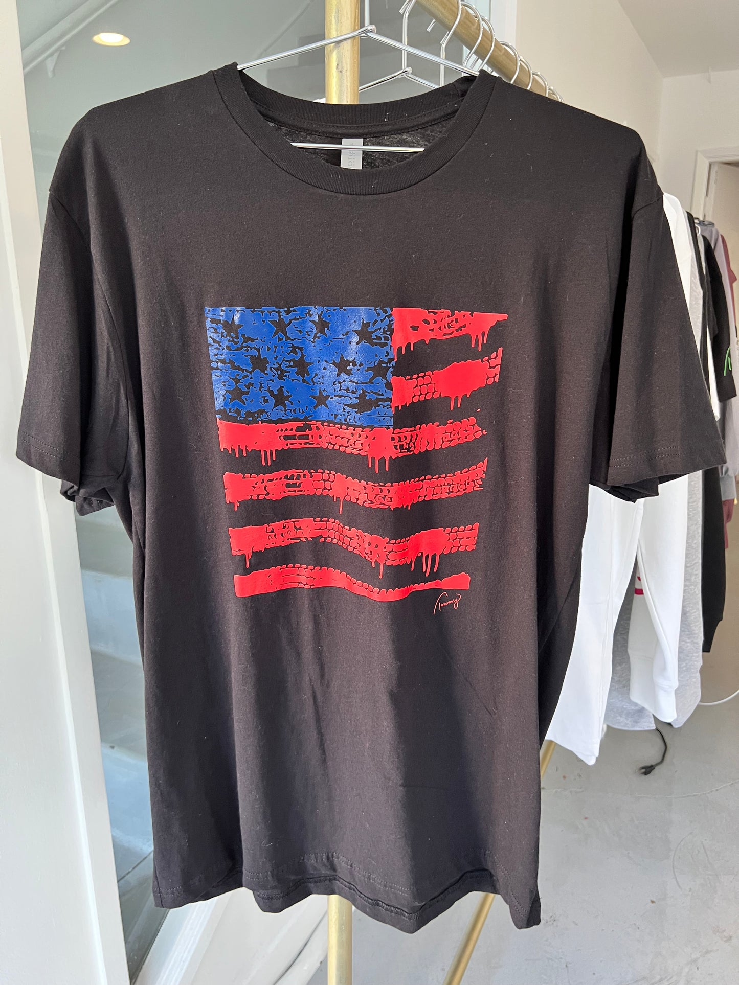 Tommy -- Tire Tread American Flag T Shirt