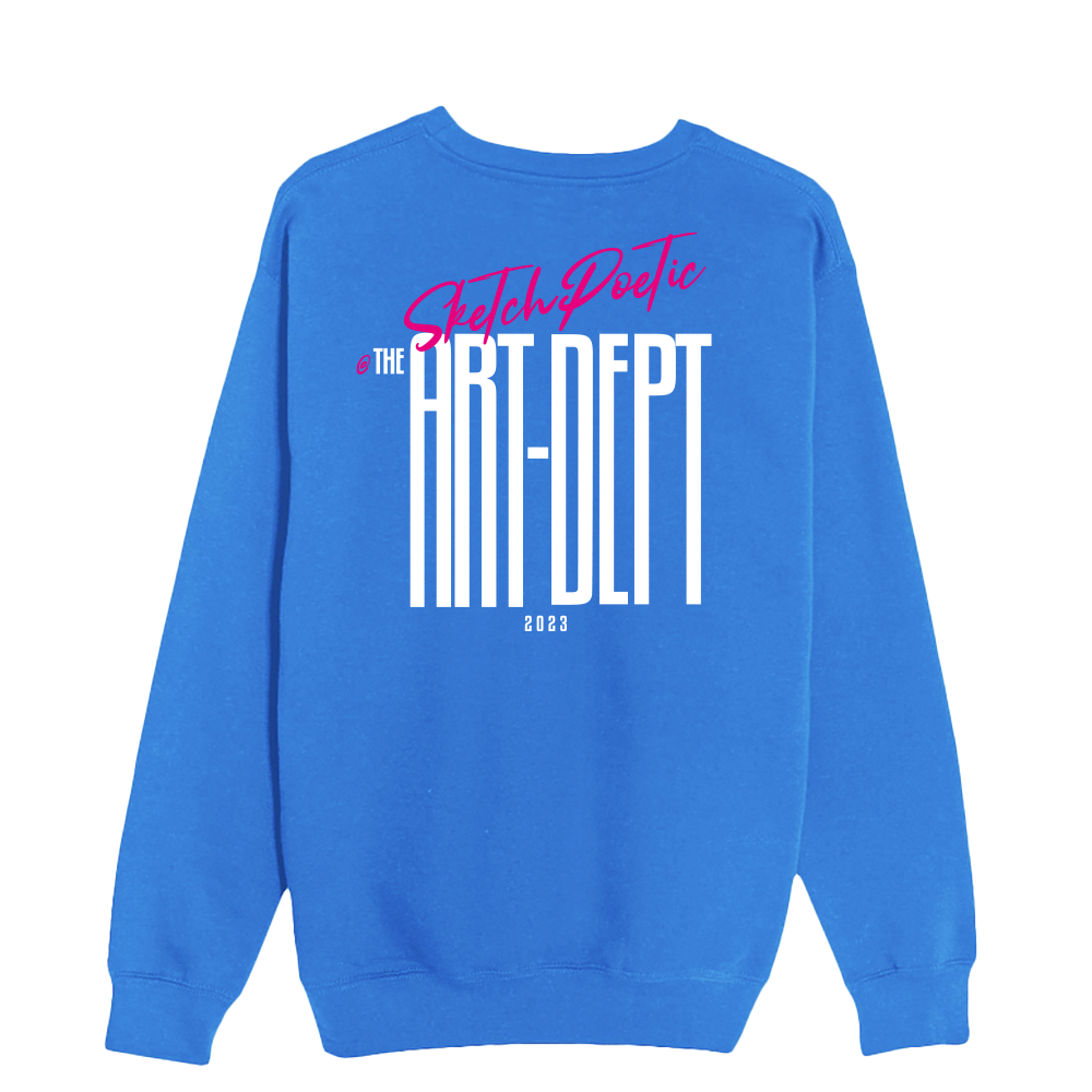 SketchPoetic -- Premium Unisex Crewneck Sweatshirt "Art Heals" (Royal Blue)